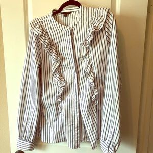 Blue and white ruffle shirt TALL size 14